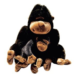 Kohl’s Cares Gorilla Mother & Child Plush Black Brown Soft 10"Seated great shape